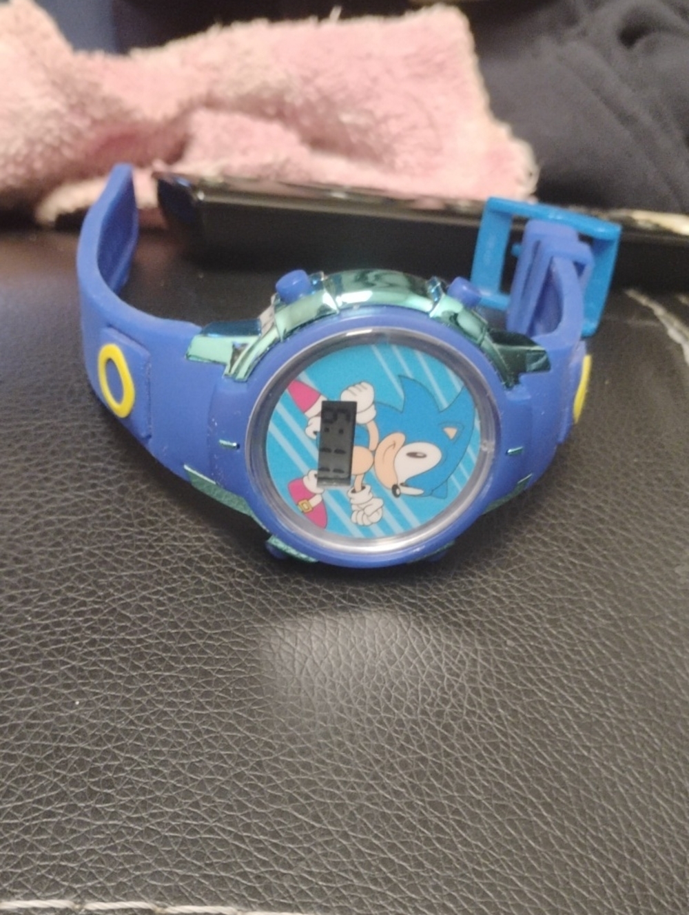 SEGA SONIC THE HEDGEHOG METALLIC LIGHT ROTATING DIAL BLUE WATCH NRMINT